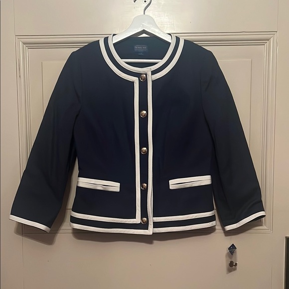Classic Nave Size 10 Blazer with White Trim Gold Buttons - Picture 1 of 7